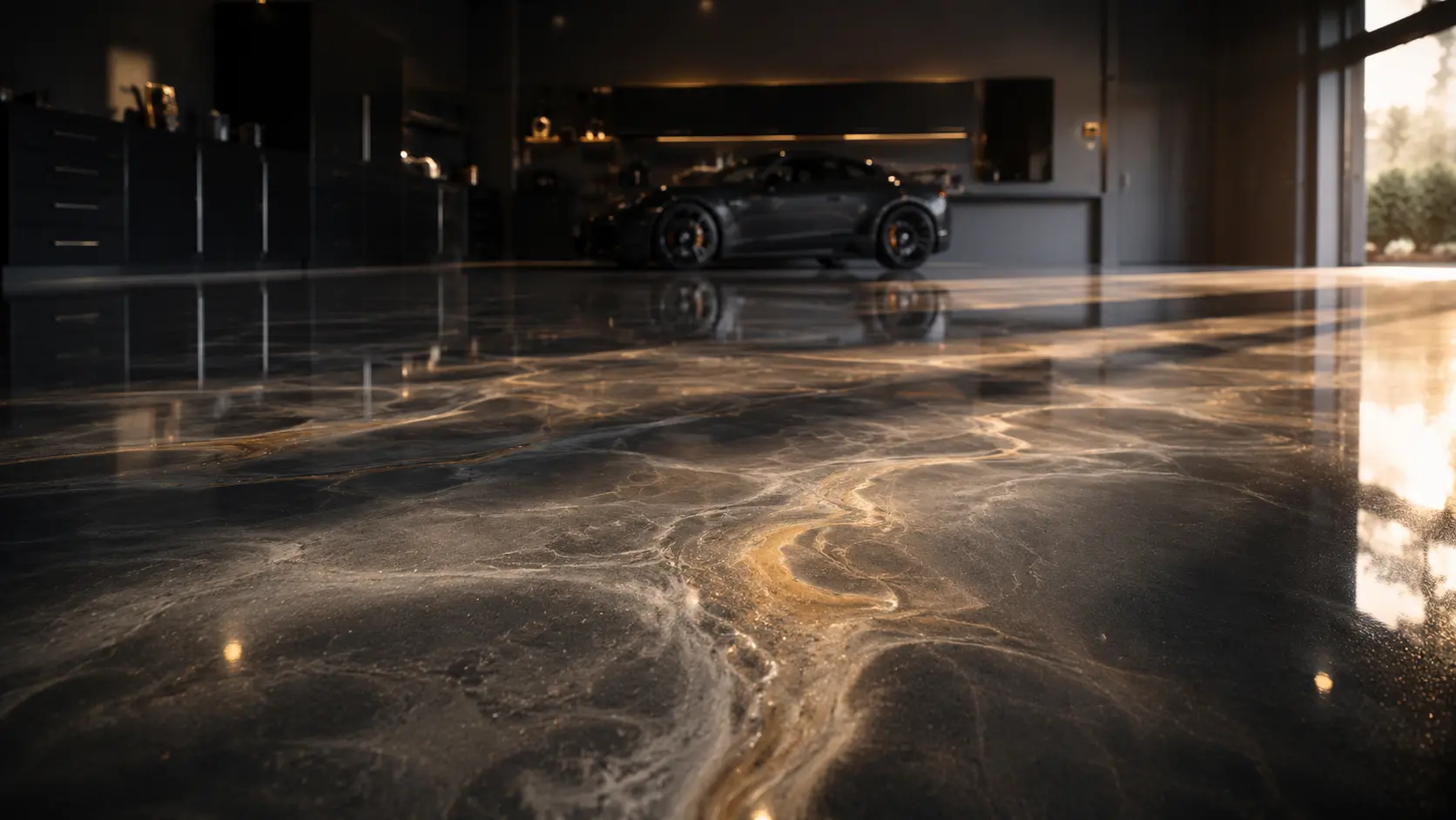Luxury metallic epoxy garage floor Huntsville Alabama